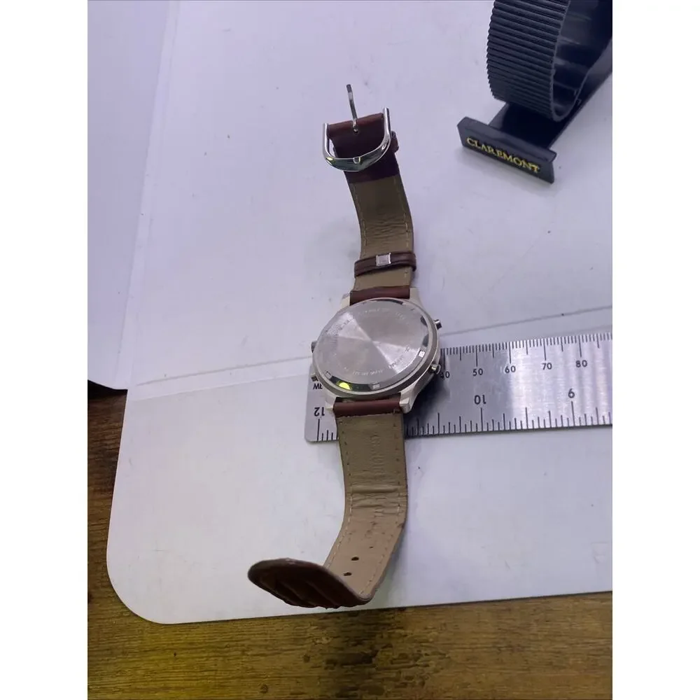 Vintage Nos Claremont Mens Dual Time Watch New Battery